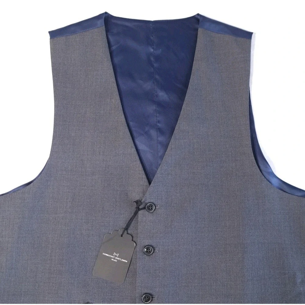 Combatant‎ Gentlemen Men's Charcoal Suit Button Vest 100% Wool 42L Workwear NWT